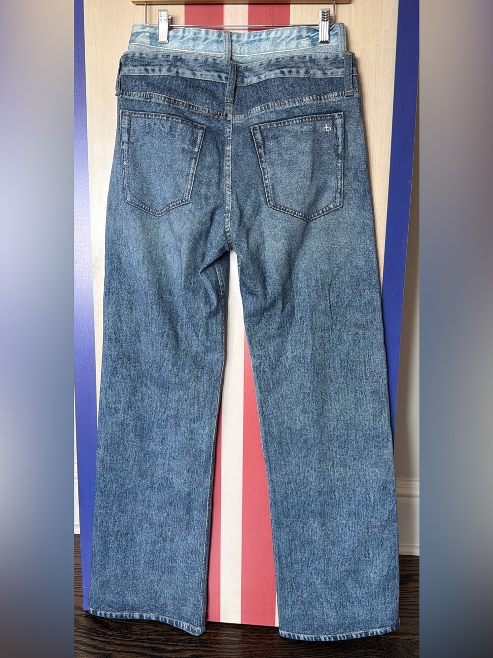 rag & bone Miramar Denim-Look Wide Leg Cotton Terry Sweatpants Size 25 - Picture 3 of 6